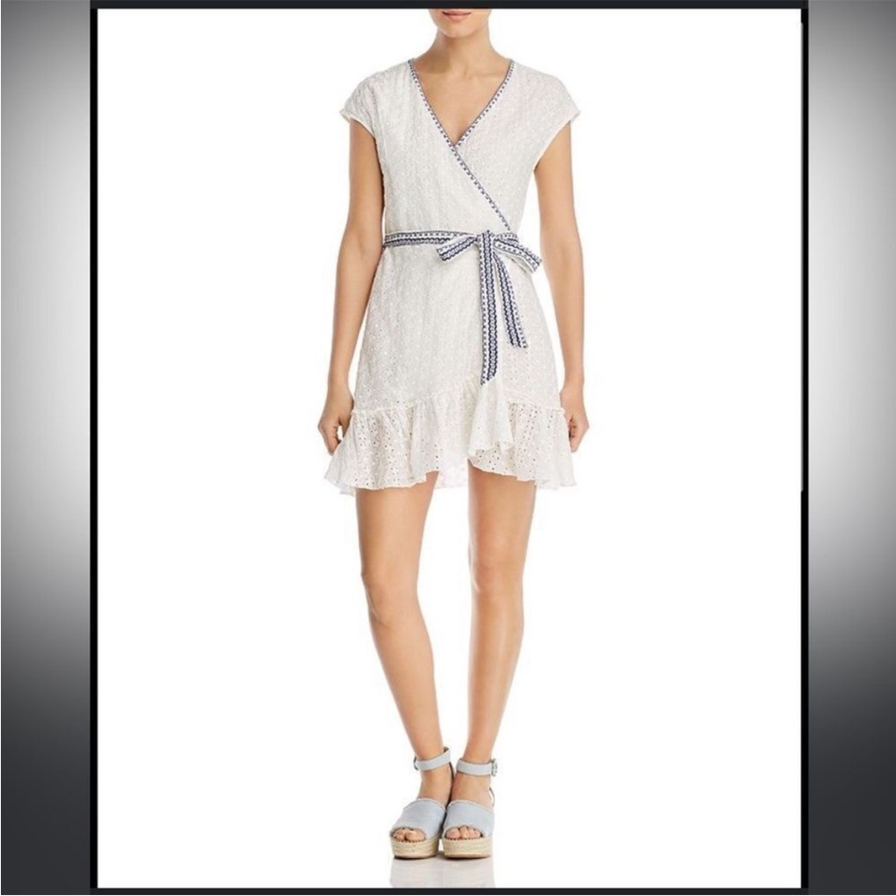 Johnny Was Jade Eyelet Leafar Wrap Dress in Antique White
